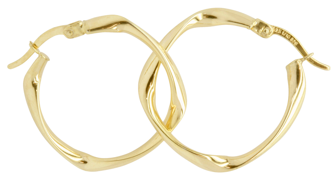 9ct Gold Twisted Square Hoop Earrings – Modern Elegance with a Unique Twist