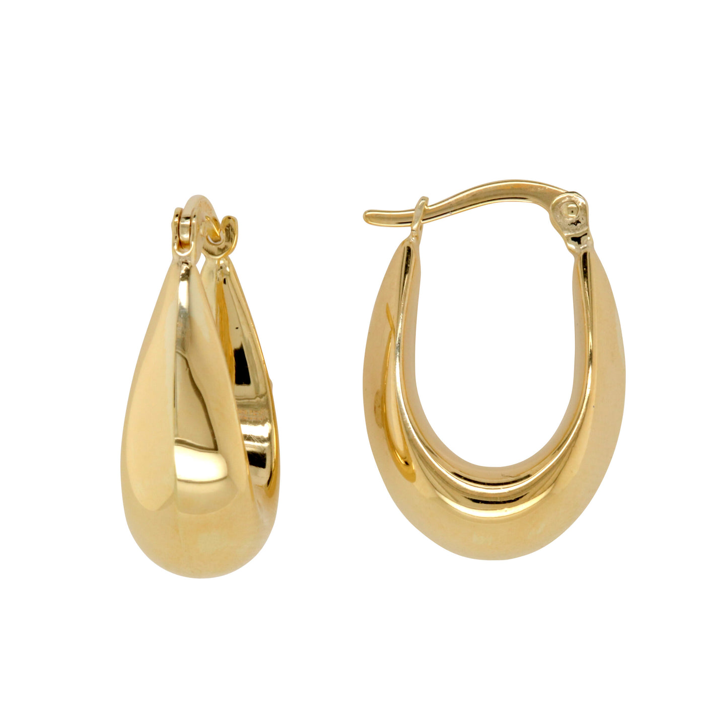 Yellow Gold Graduated Long Hoop Earrings – Elegant & Versatile