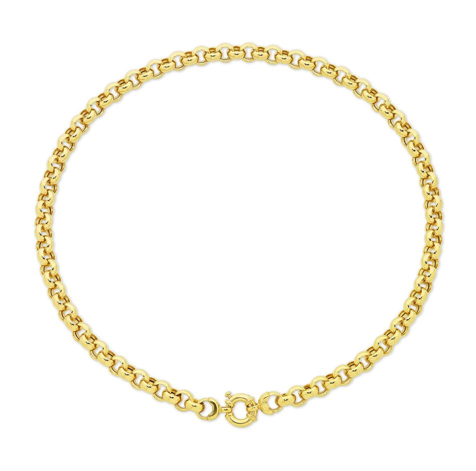 9ct Yellow Gold Silver Filled Heavy Belcher Necklace with Large Bolt ring Feature Clasp.