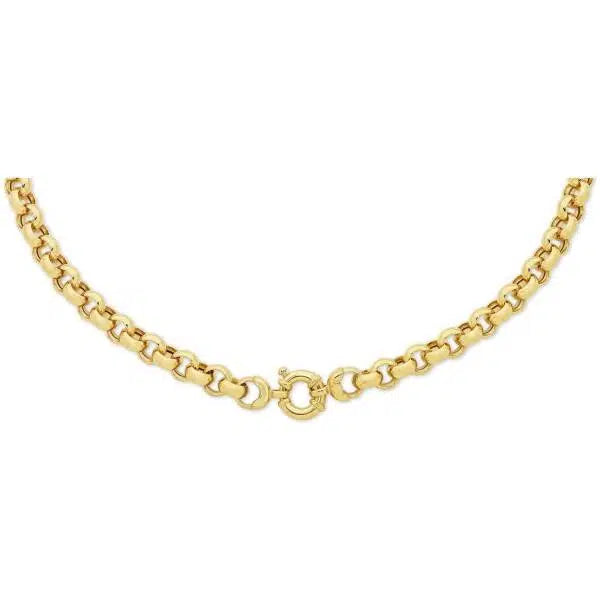 9ct Yellow Gold Silver Filled Heavy Belcher Necklace with Large Bolt ring Feature Clasp.