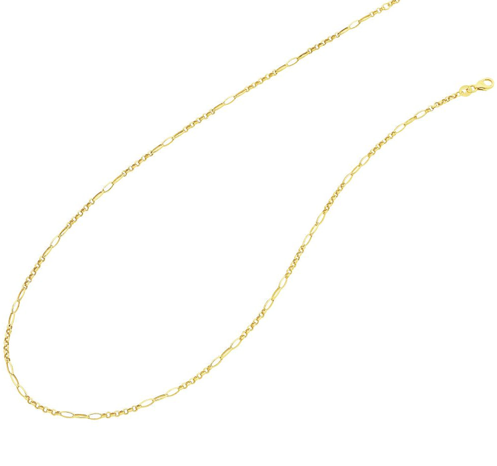 9ct Gold Silver Filled Fancy Belcher Necklace 50cm