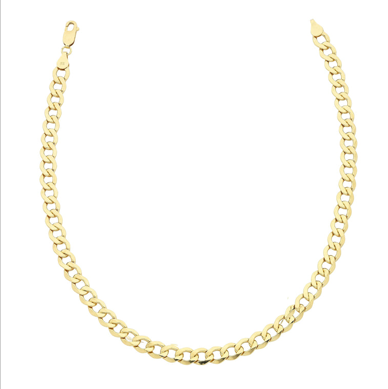 9ct Yellow Gold Silver Filled Heavy Curb Necklace 50cm