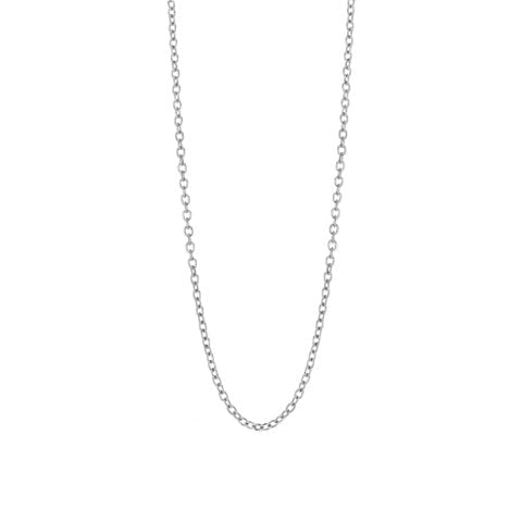 9ct White Gold Hammered Cable Link Chain - 45cm