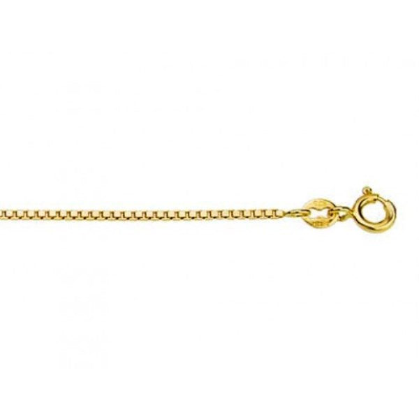 9ct Yellow Gold Diamond Cut Box Necklet Chain - 42cm.