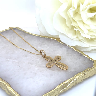 9ct Gold Rounded Edge Fancy Cross Pendant.