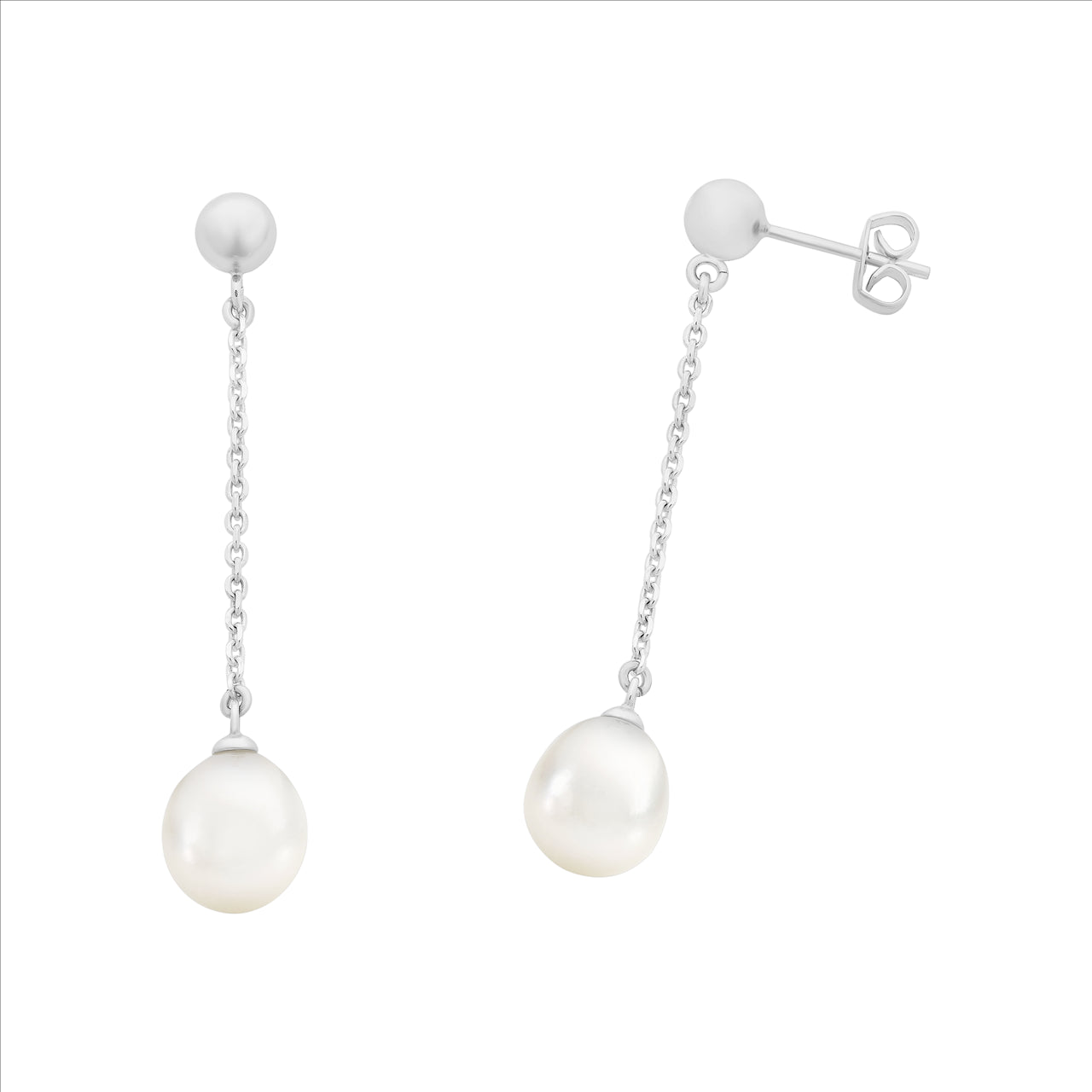 Sterling Silver Freshwater Pearl Drop Earrings.