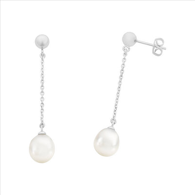 Sterling Silver Freshwater Pearl Drop Earrings.