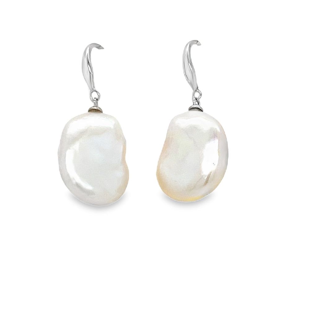 White Baroque Freshwater Pearl Earrings - Bold & Organic