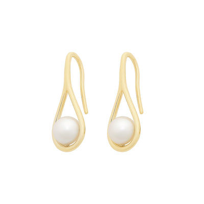 9ct Gold Teardrop Freshwater Pearl Drop Earrings.