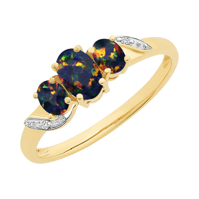 9ct Opal & Diamond Trilogy Ring