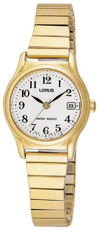 Ladies Gold Plate Lorus Watch with Stretch Band