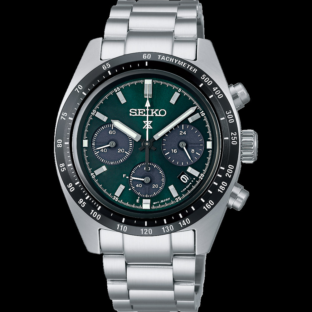 Mens Seiko Prospex Solar Watch with Green Dial - 100m WAter Resistant.