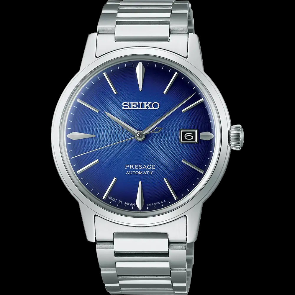 Mens Seiko Presage Automatic Dress Watch Blue Dial.