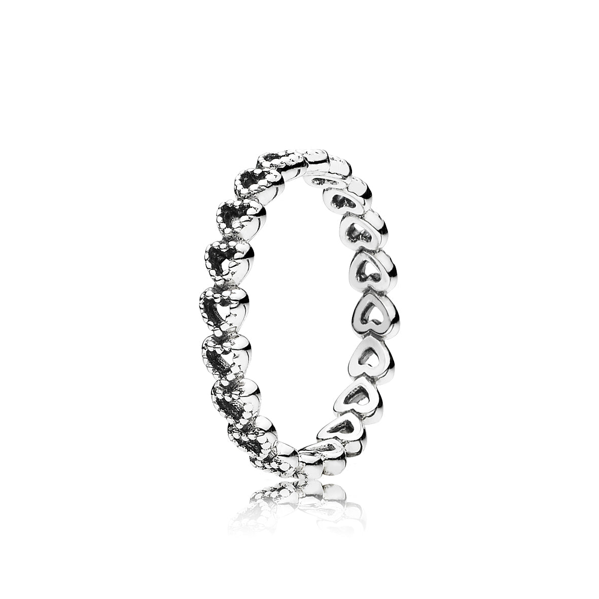 Sterling Silver Chain of Hearts Ring