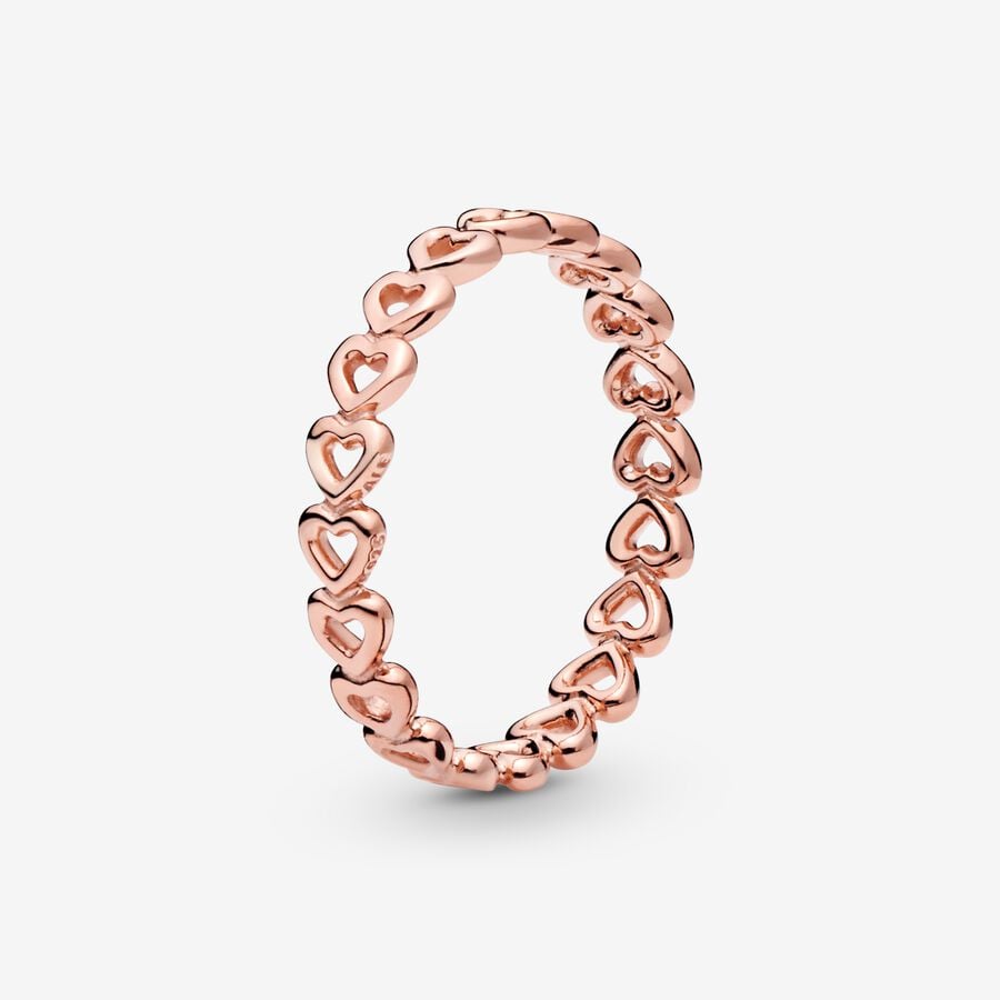 Rose Gold Plate Linked Hearts Ring.