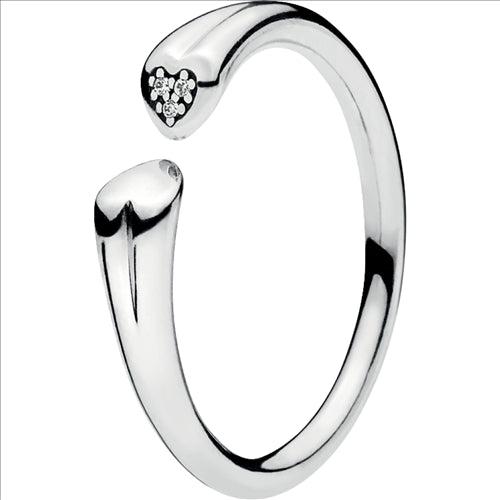 Sterling Silver Open 2 Hearts Dress Ring.