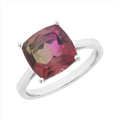 Sterling Silver Pink Tourmaline Dress Ring.