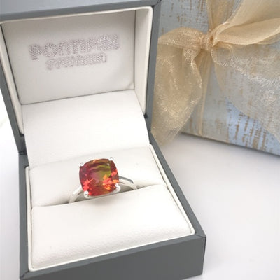 Sterling Silver Pink Tourmaline Dress Ring.