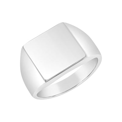 Mens Silver Square Signet Ring