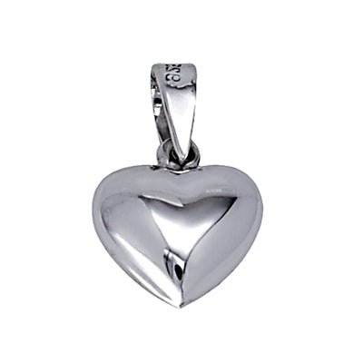 Sterling Silver 12mm Plain Puff Heart Pendant