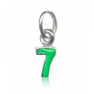 Sterling Silver Green Enamel 7 Charm