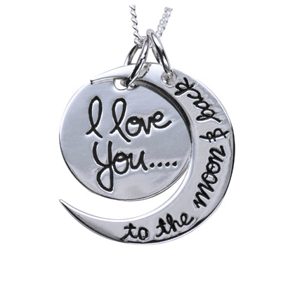 Sterling Silver Pendant I Love you to the Moon & Back