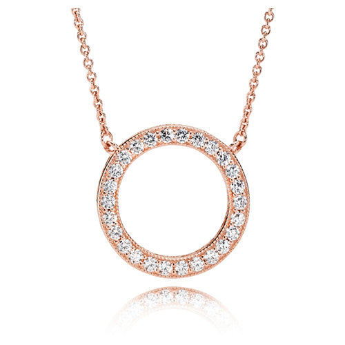 Rose Gold Open Circle of Sparkle Necklace.