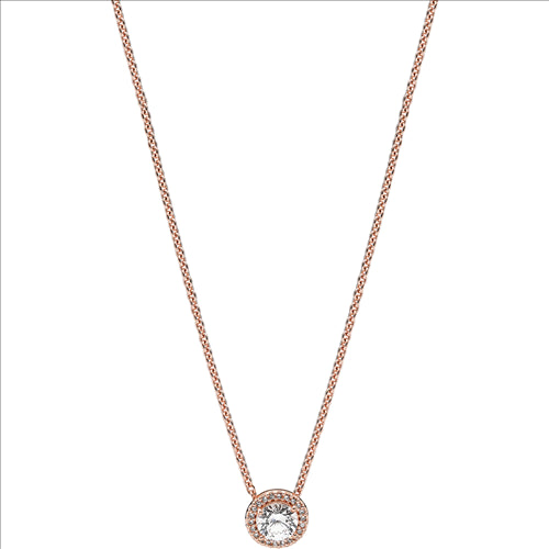 Rose Gold Plated Cubic Zirconia Slider Cluster Necklace.