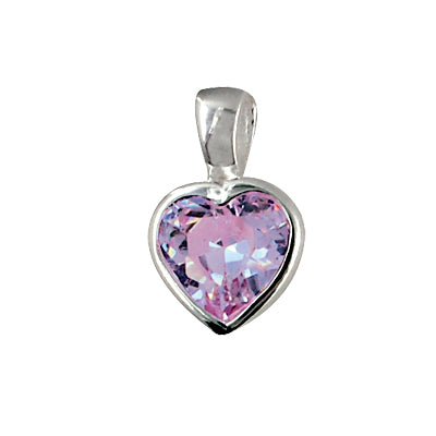 Sterling Silver Lavender CZ Heart Pendant