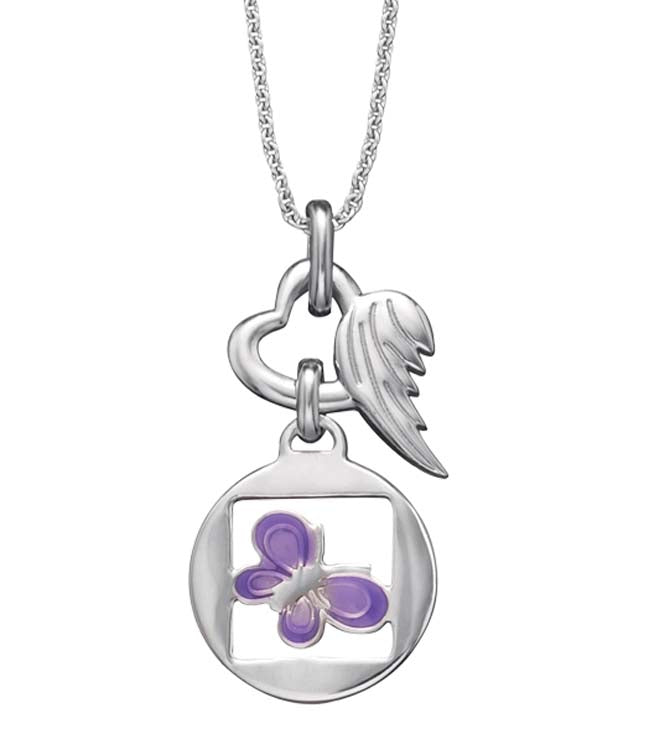 Silver Butterfly & Angel Wing Pendant & Chain