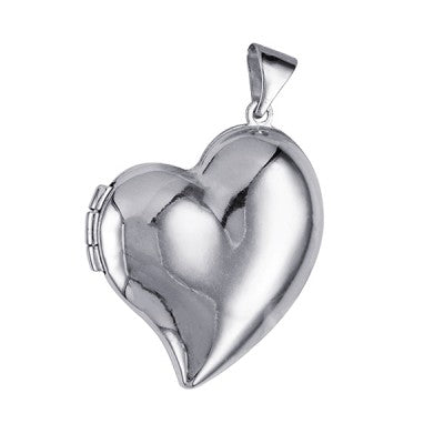 Sterling Silver 21mm Assymetrical Puff Heart Locket