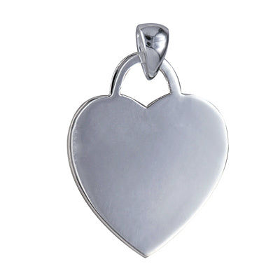 Sterling Silver Flat Heart Pendant.