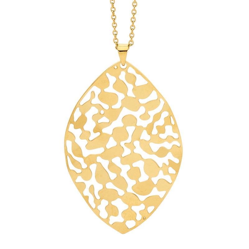 Gold Plate Stainless Steel Leaf Pendant