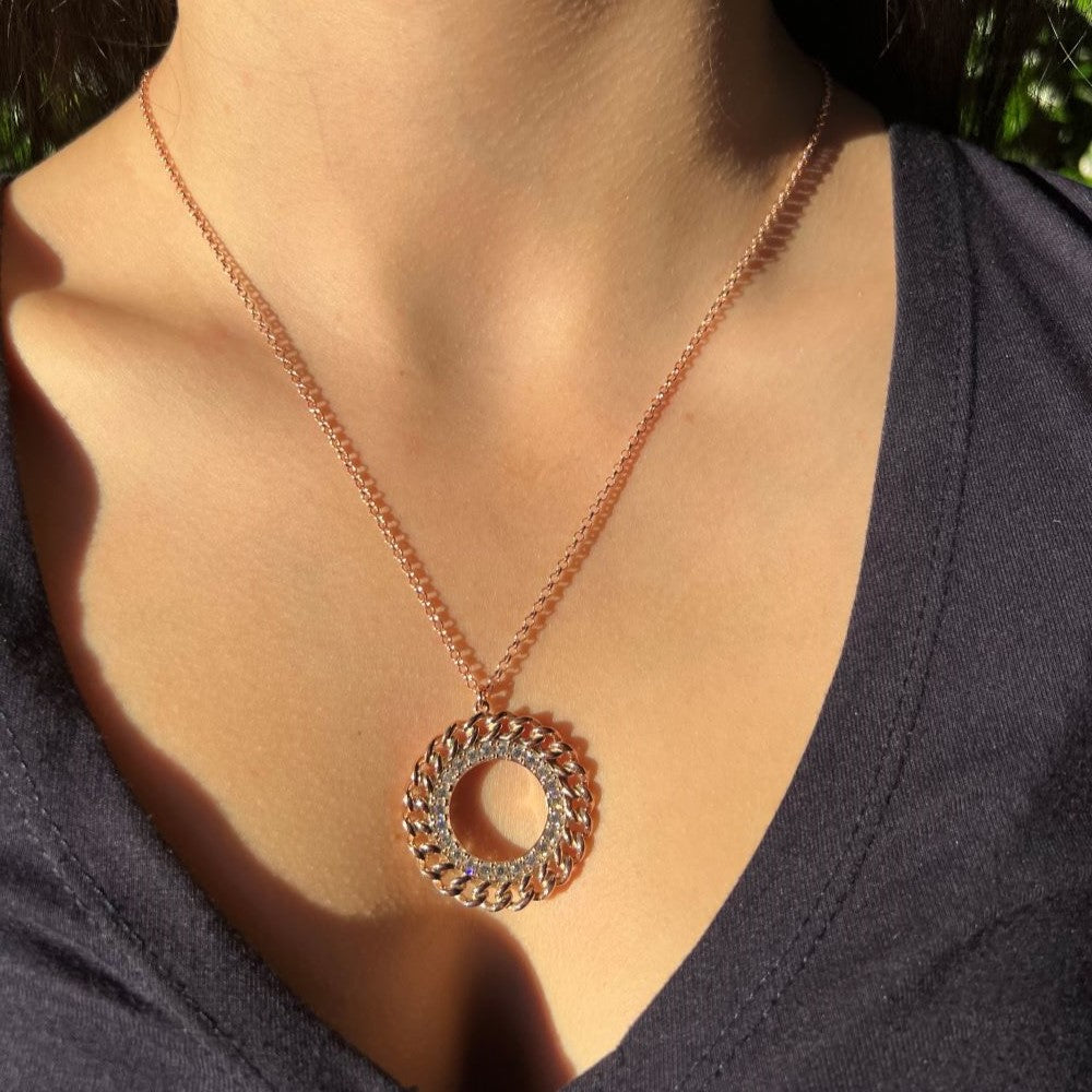 Rose Gold Open Chain Link Design Necklace.