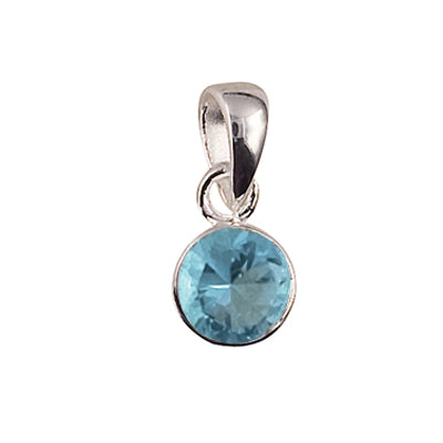 Sterling Silver March Birthstone pendant - Aquamarine Cubic Zirconia