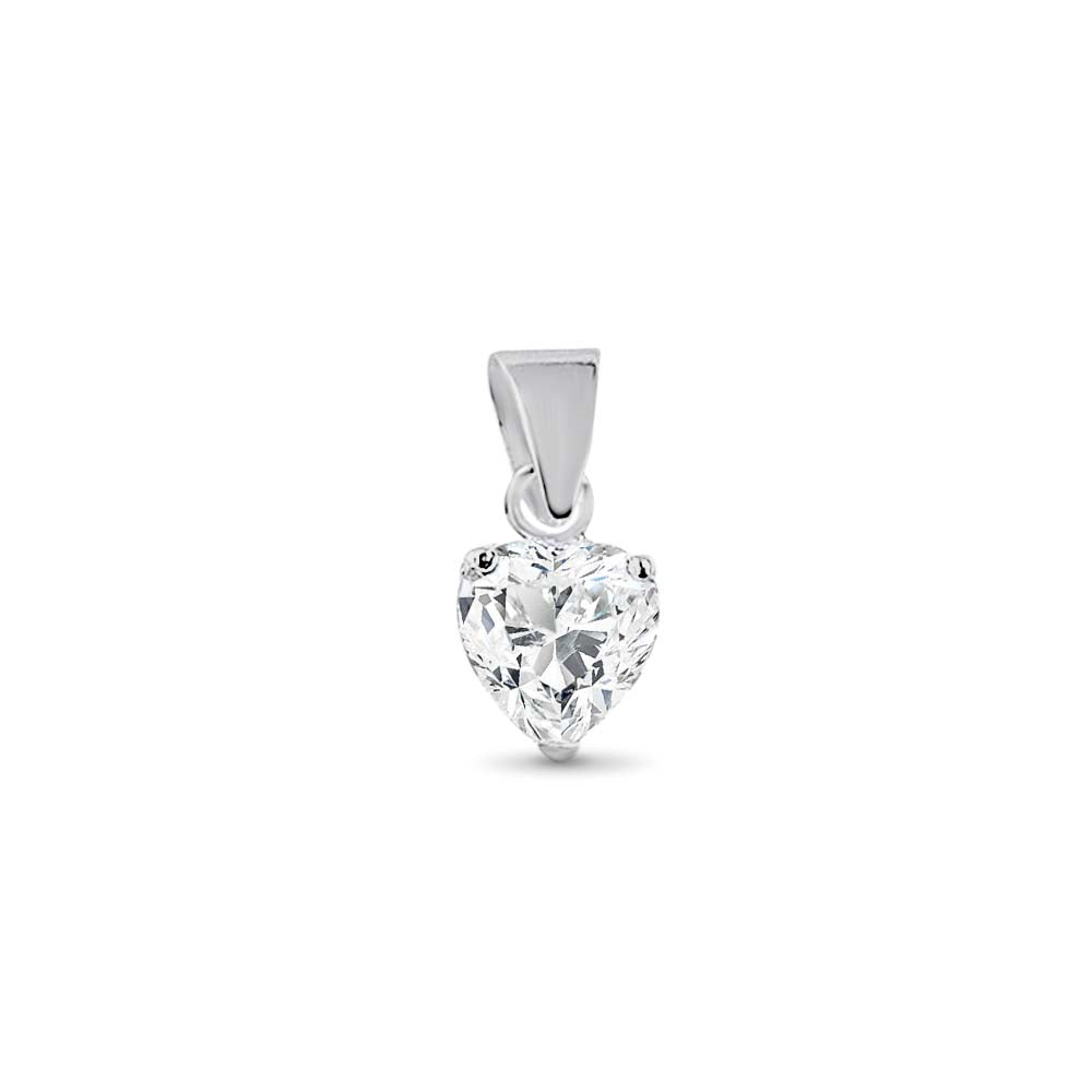 Sterling Silver CZ Heart Pendant.