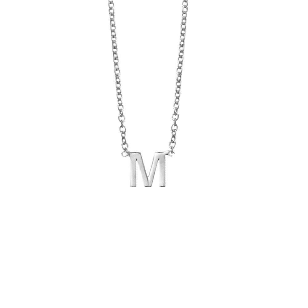 Sterling Silver Petite Initial M Necklace.