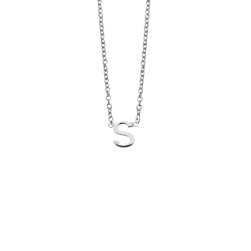 Sterling Silver Petite Initial S Necklace.