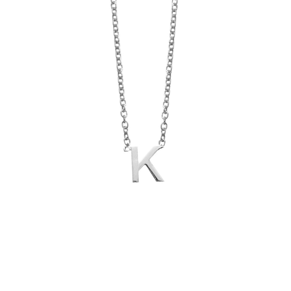 Sterling Silver Petite Initial K Necklace.