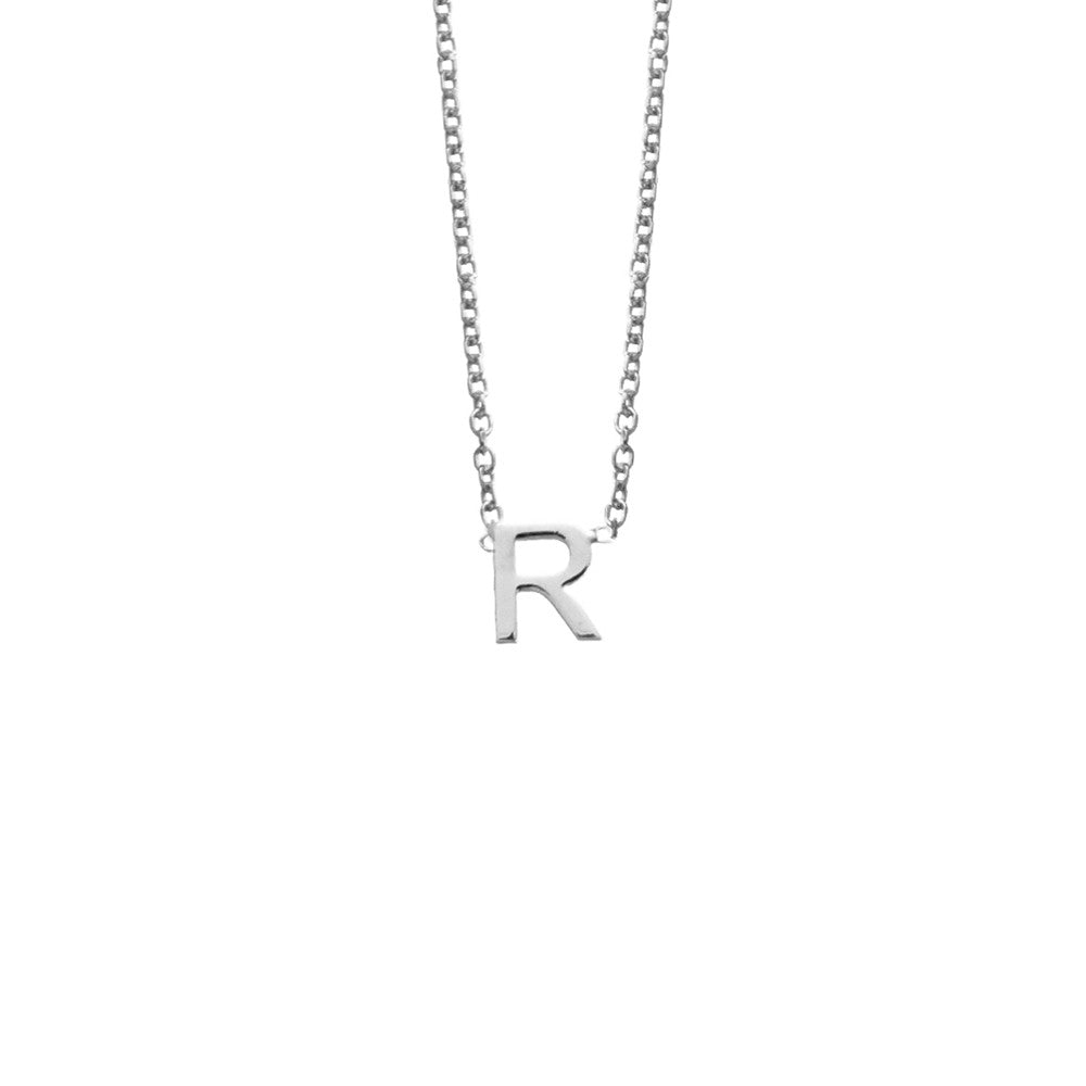 Sterling Silver Petite Initial R Necklace.