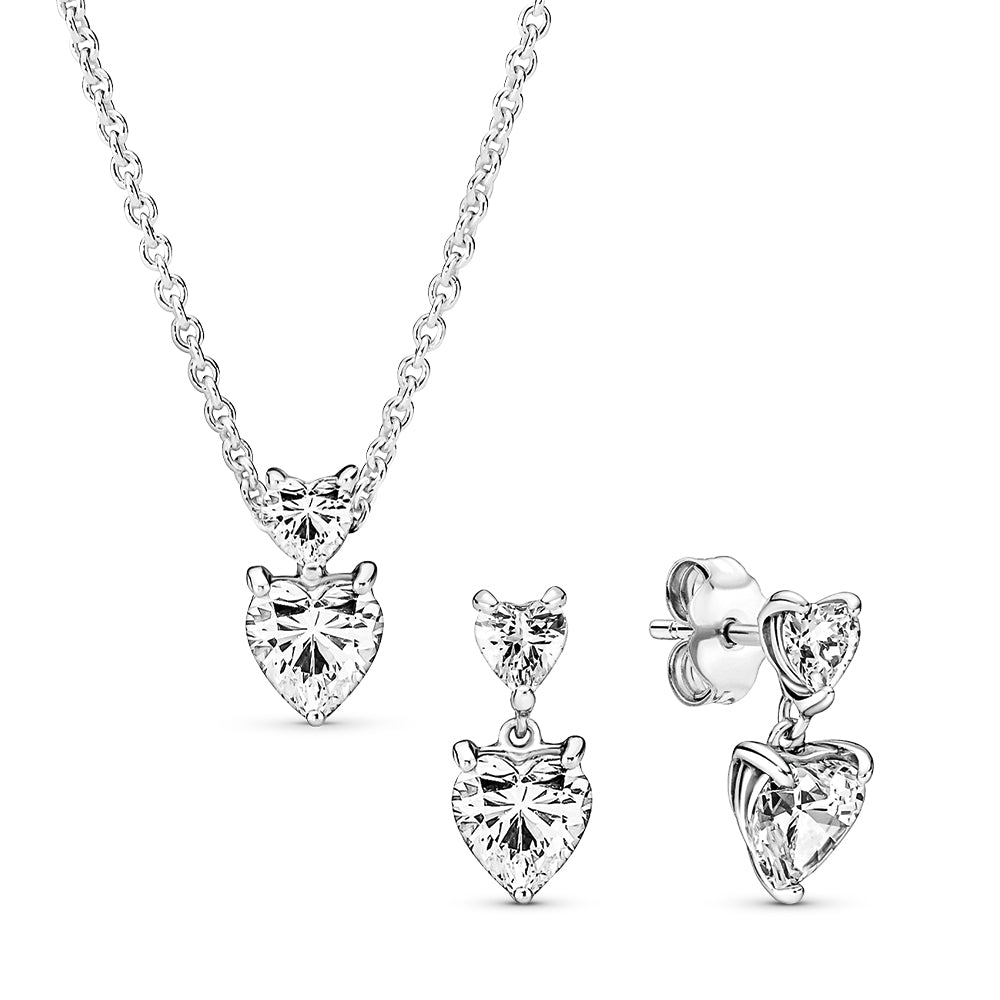 Sterling Silver Heart Necklace & Earring Set.