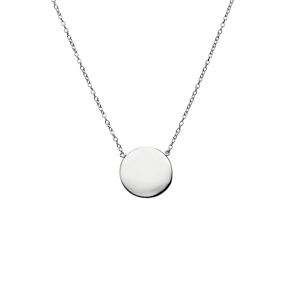 Sterling Silver Flat Disc Necklace.