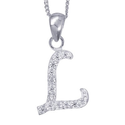 Sterling Silver Script Initial L Necklace.