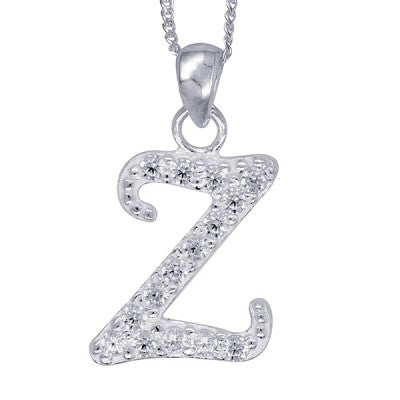 Sterling Silver Script Initial Z Necklace.