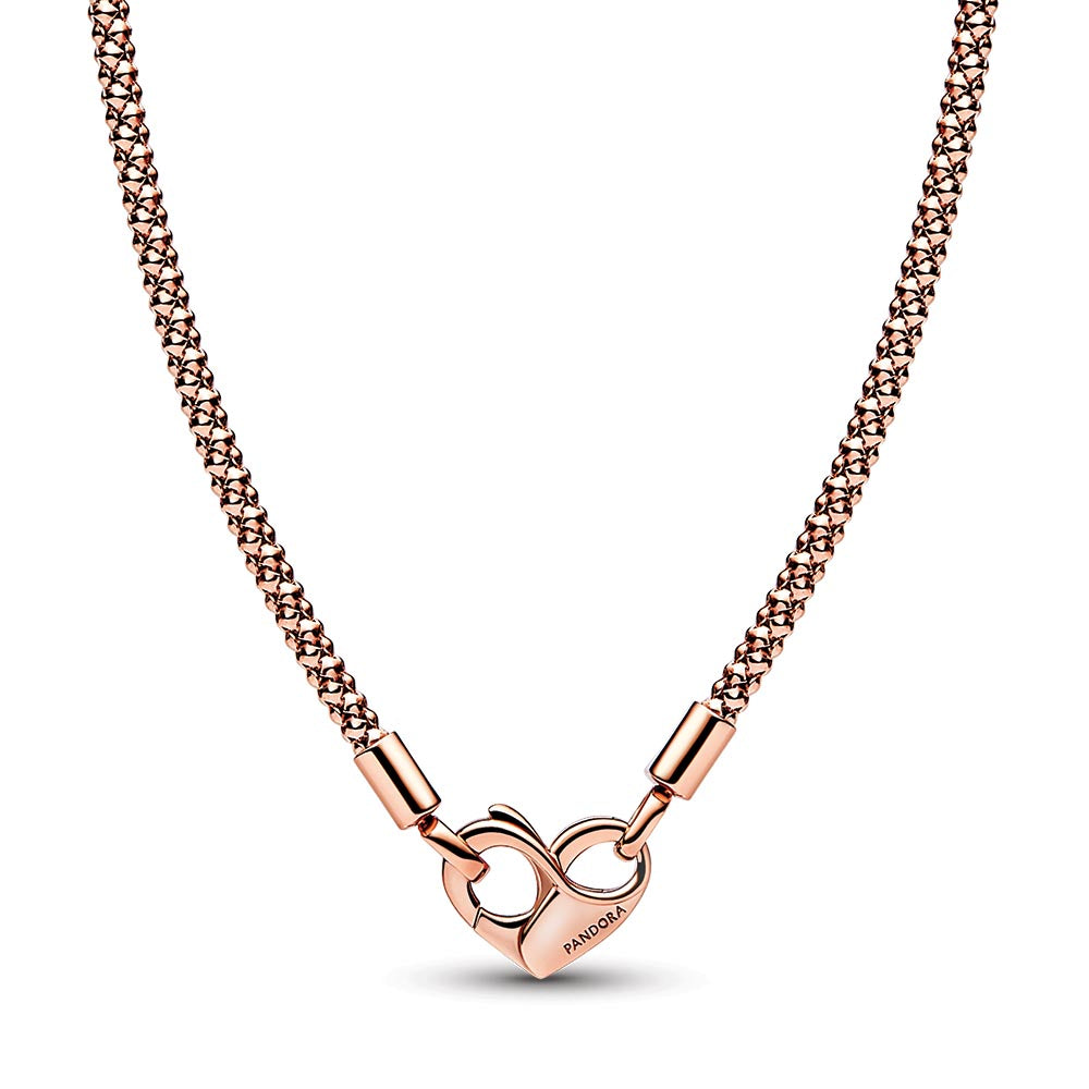 Rose Gold Plate Studded Necklace with Fancy Heart Shaped Clasp.