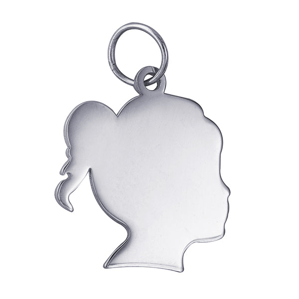 Girl Silhouette Engravable Head Pendant