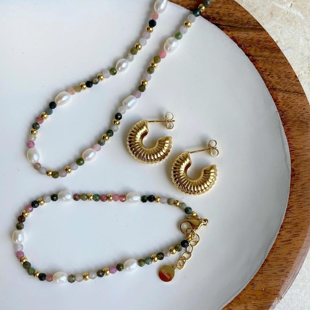 Tourmaline & Freshwater Pearl necklace.