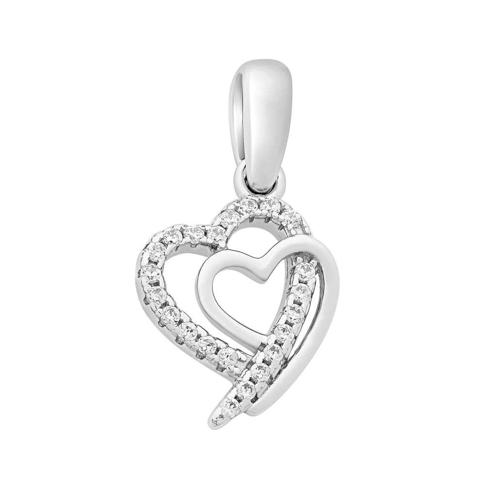 Sterling Silver Double Open Heart Pendant & Necklace.