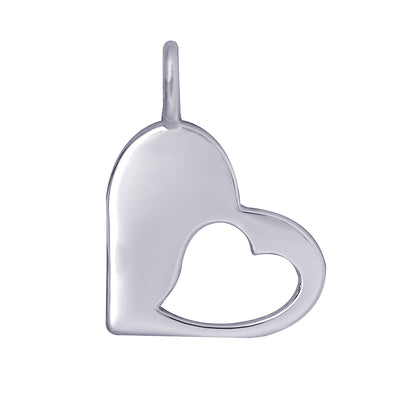 Sterling Silver Heart Pendant with Open Cut out Heart.