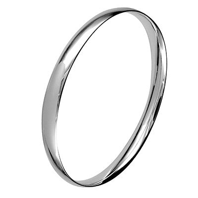 Solid Oval Sterling Silver Wide Bangle - 64mm diameter.